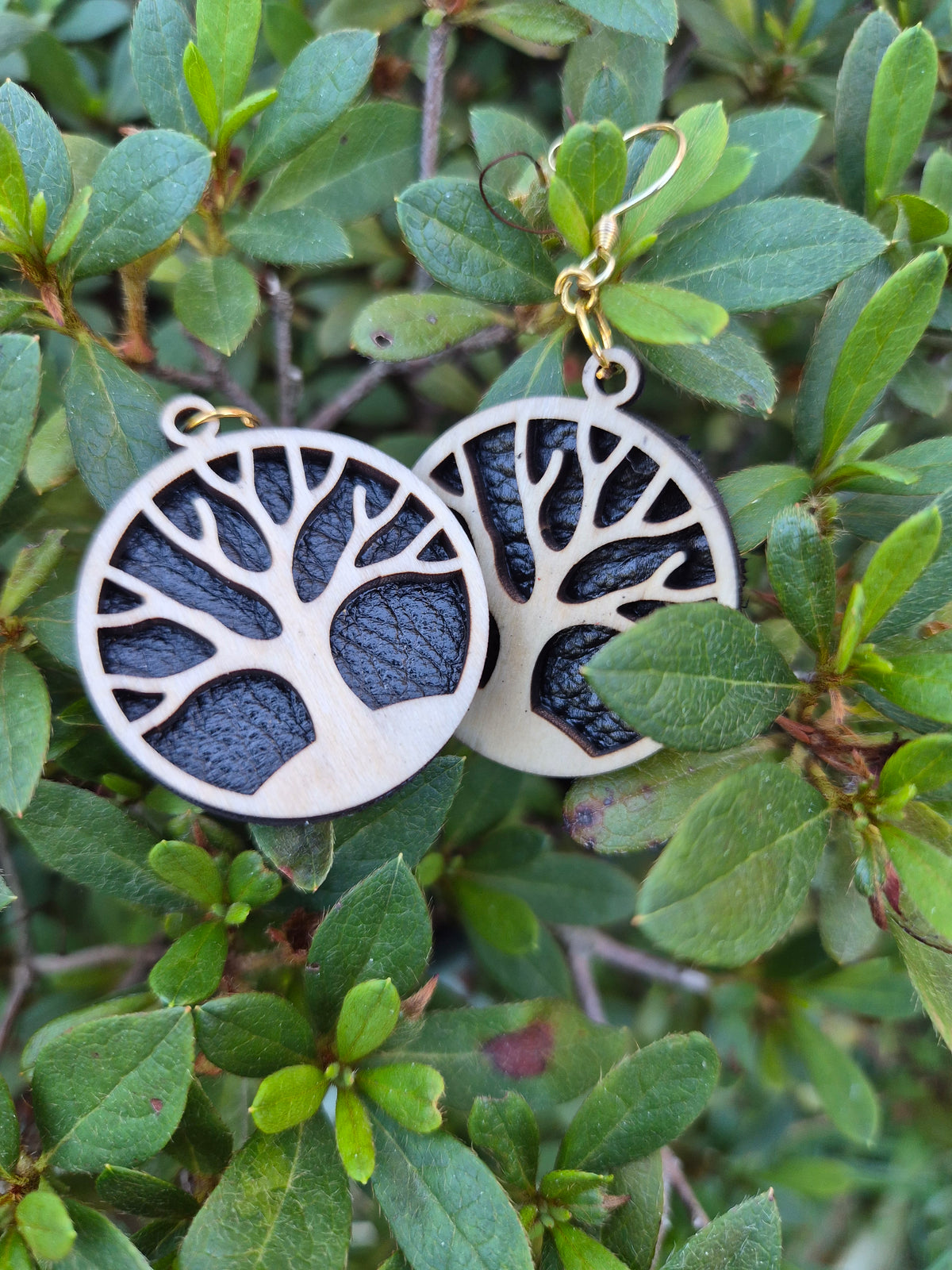 Boucles d'oreilles cuir et bois