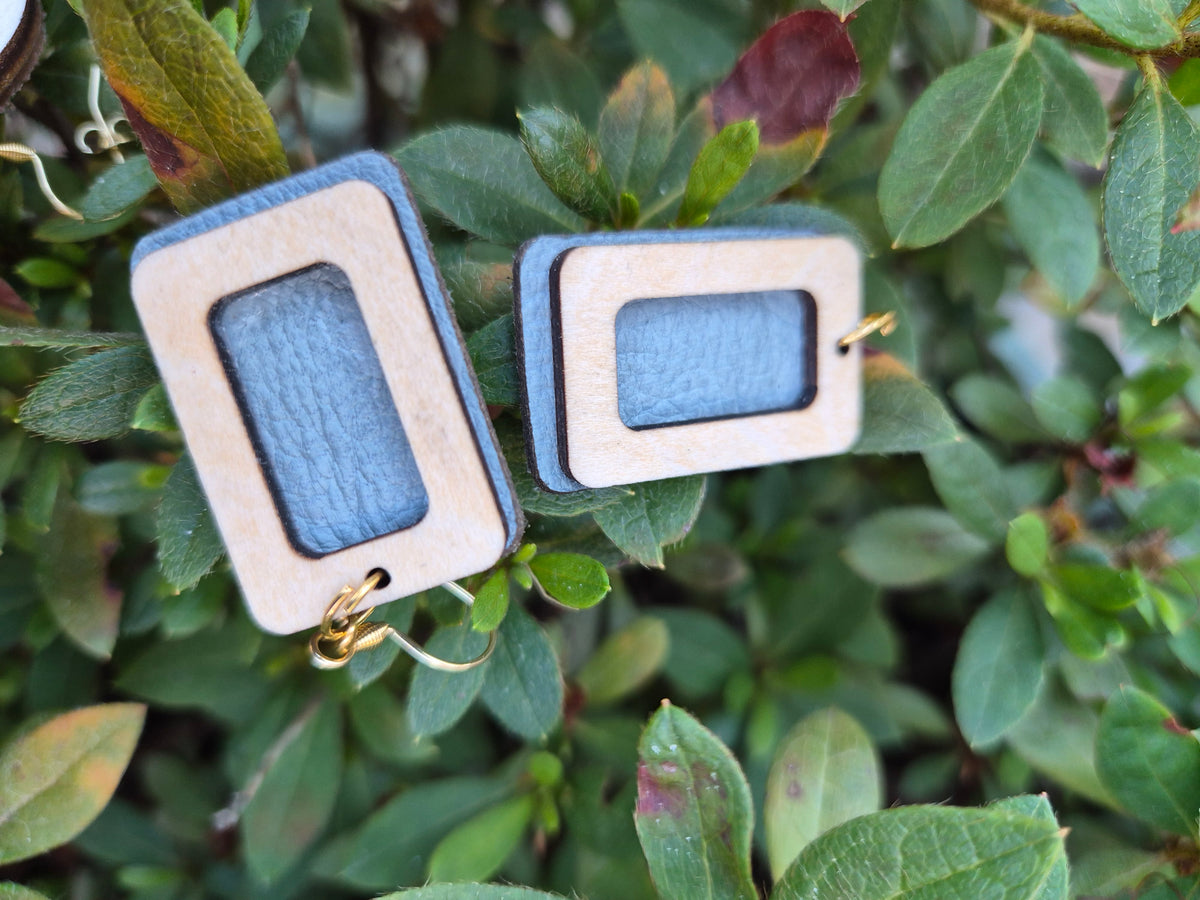 Boucles d'oreilles cuir et bois