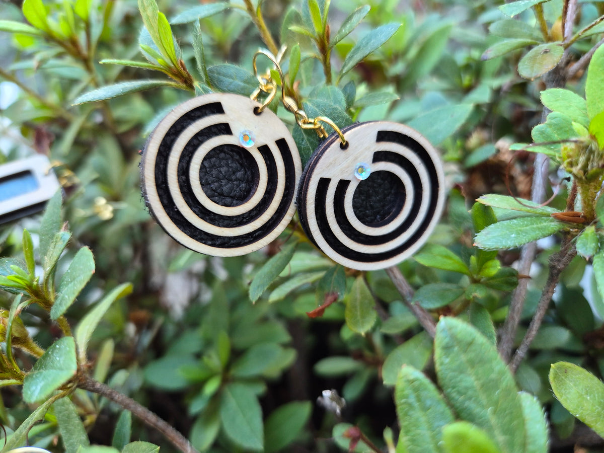Boucles d'oreilles cuir et bois