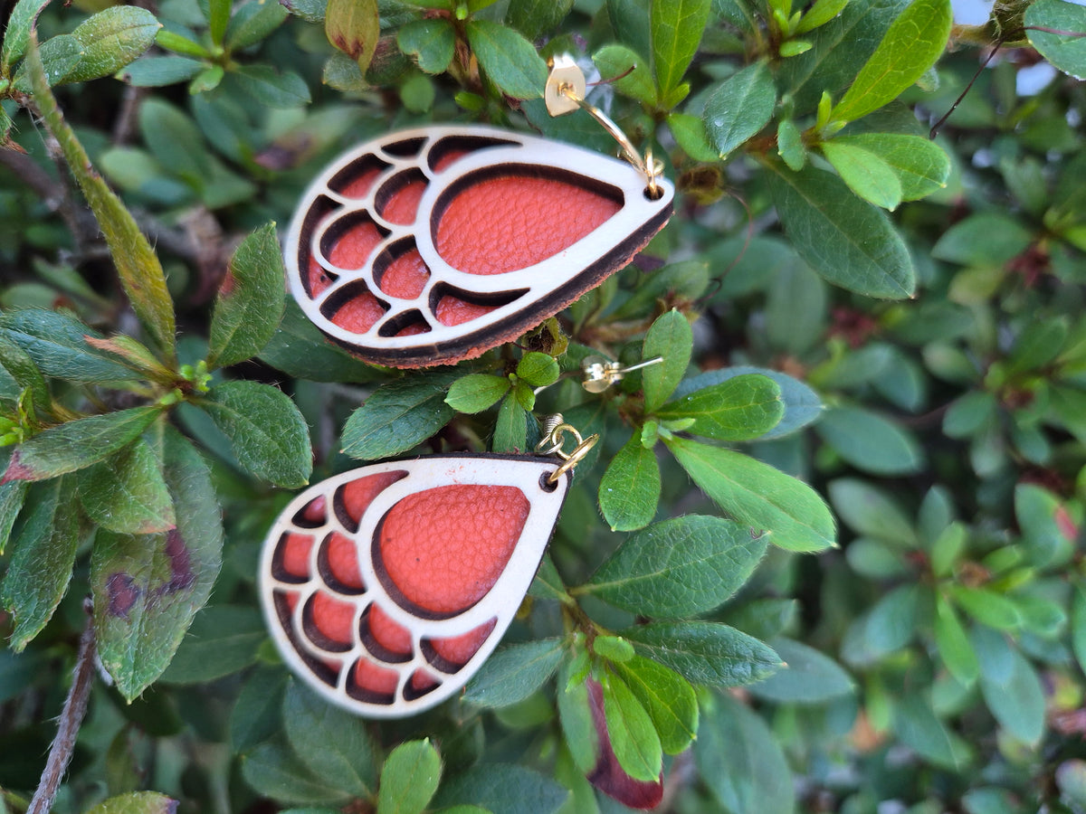 Boucles d'oreilles cuir et bois