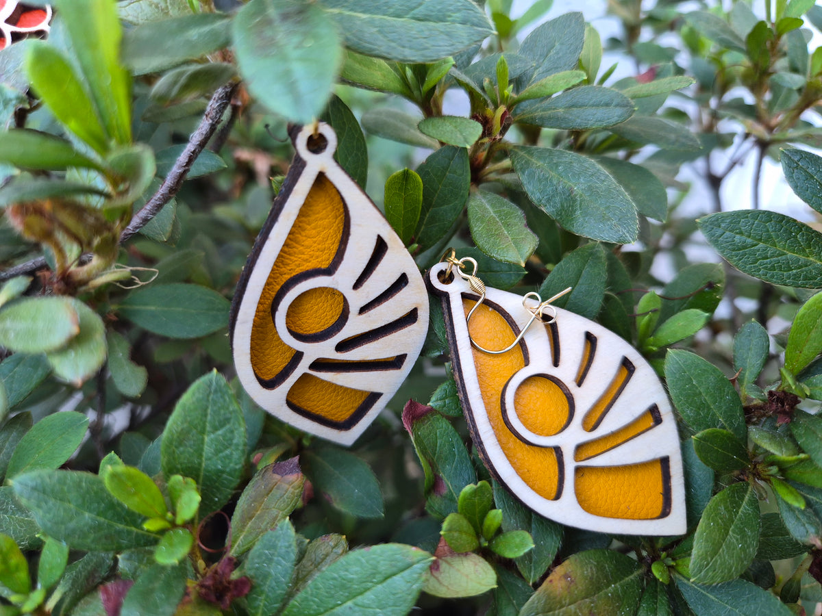 Boucles d'oreilles cuir et bois