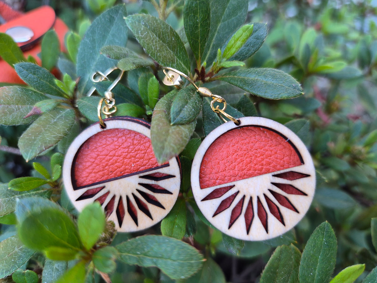 Boucles d'oreilles cuir et bois