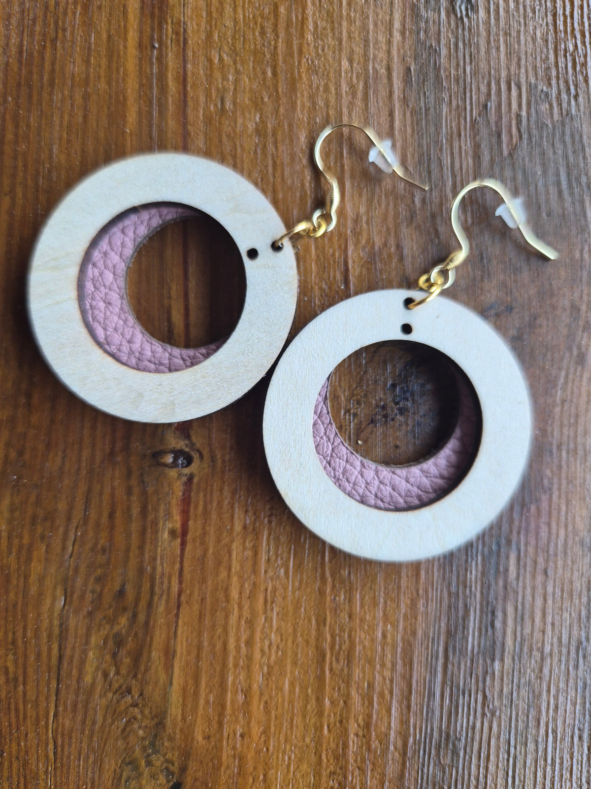 Boucles d'oreilles cuir et bois