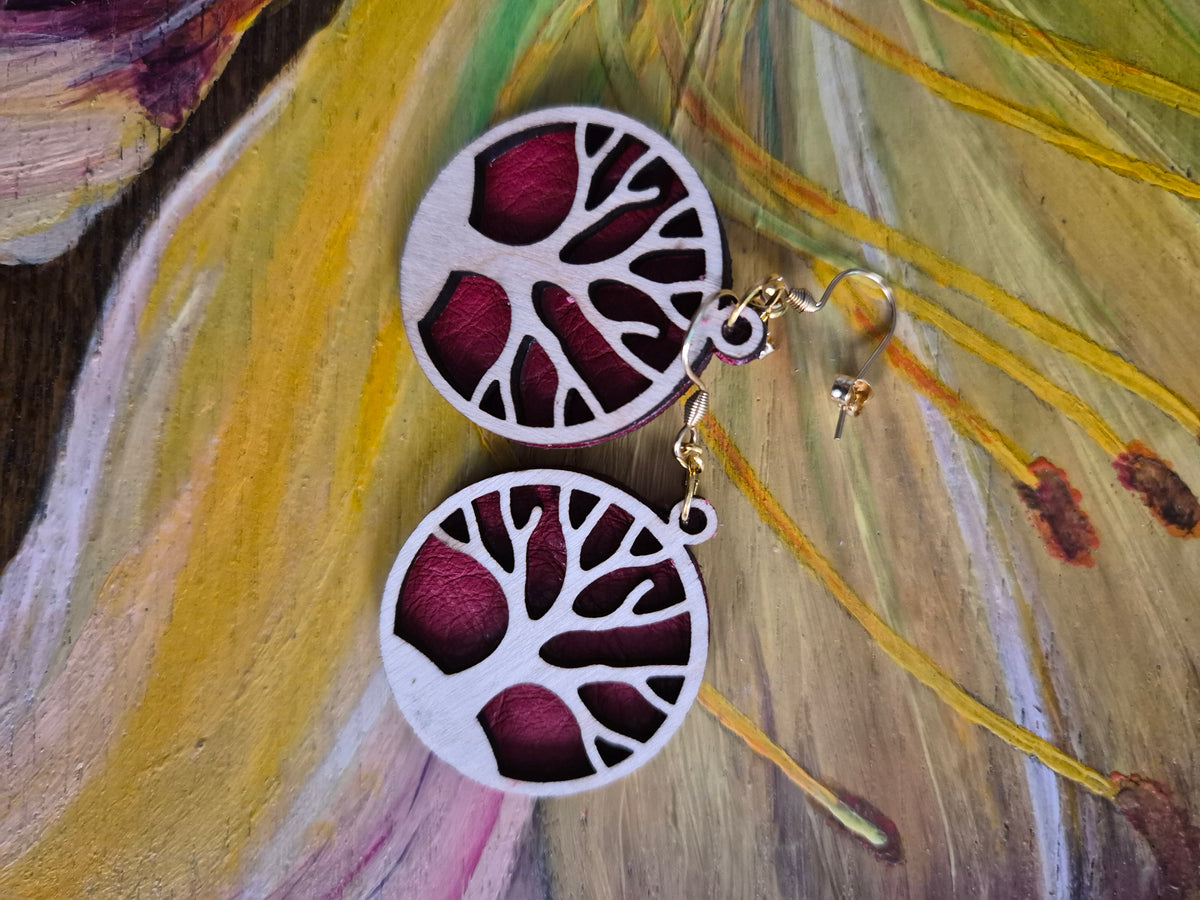 Boucles d'oreilles Bois & Cuir