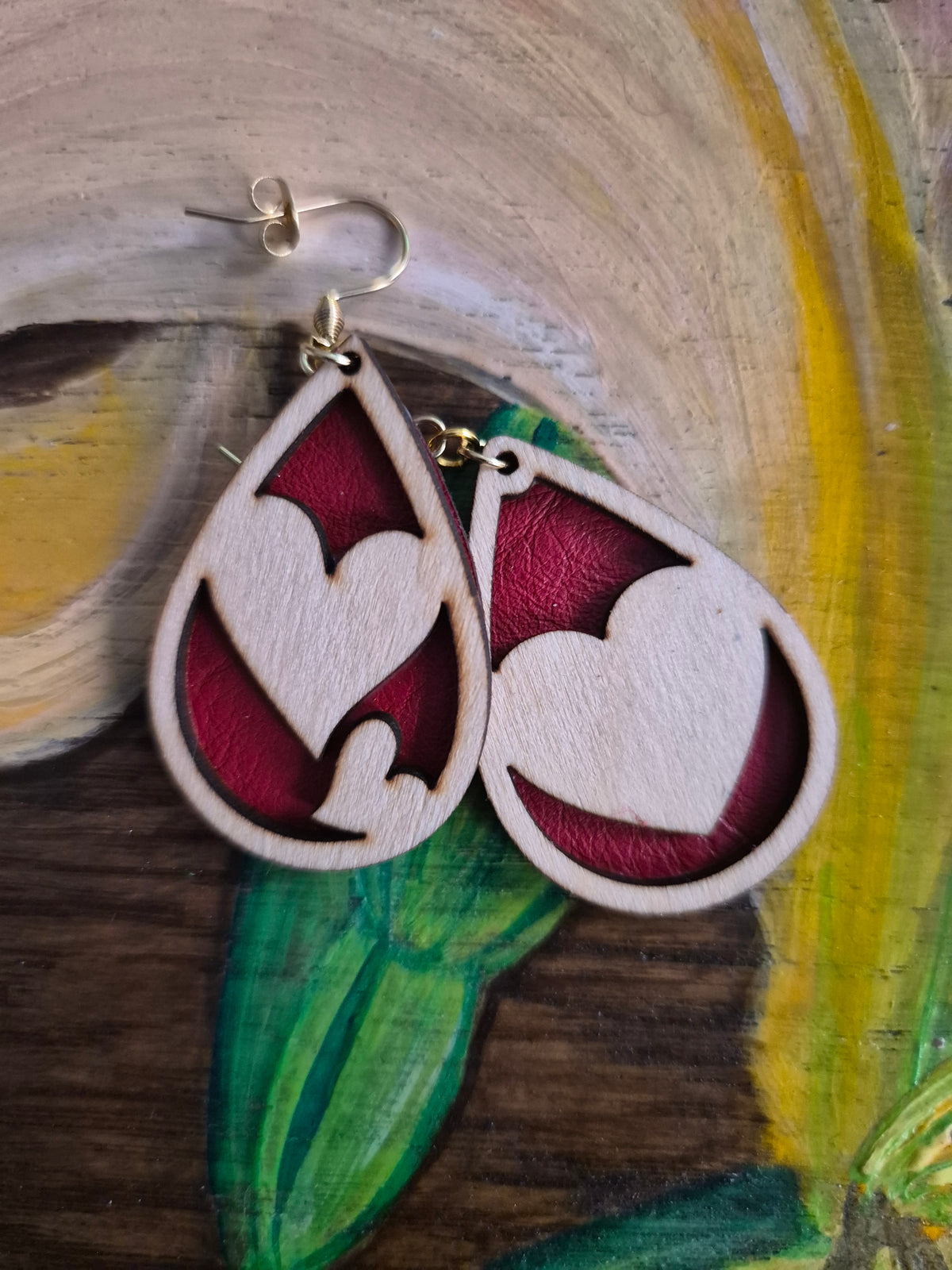 Boucles d'oreilles Bois & Cuir